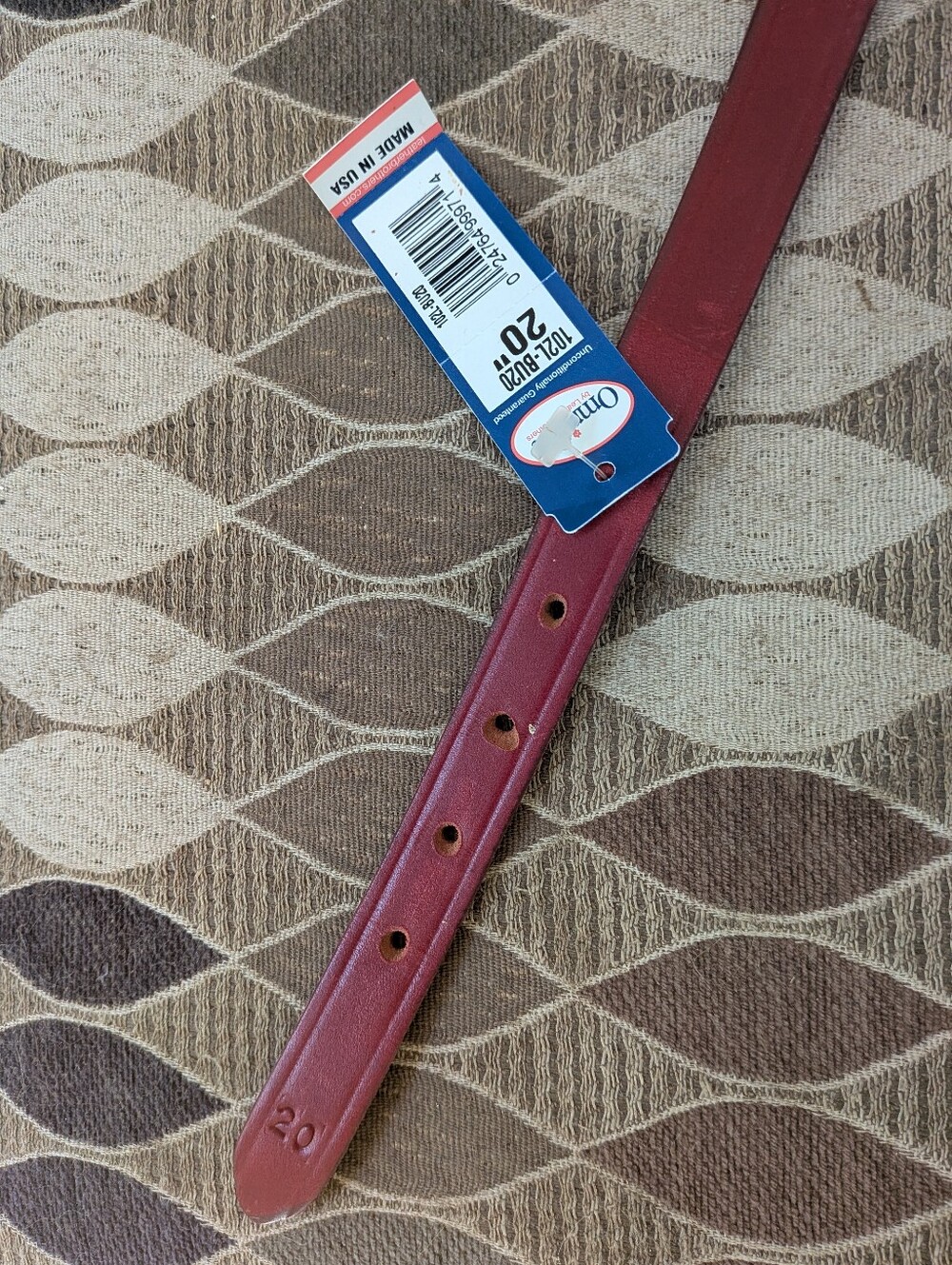 Latigo Leather Buckle Dog Collar Omnipet 20" Burgundy Brown